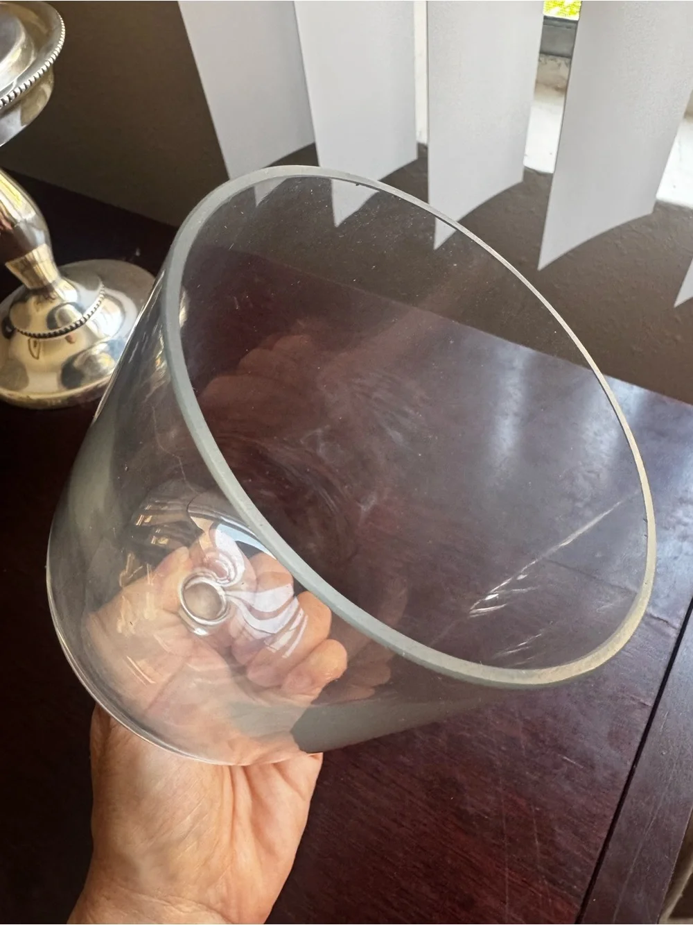 Pottery Barn Clear Glass Cloche with Silver Pedestal